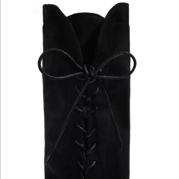 Black Over The Knee Chunky Low Heel
Lace Up Boots - Picture 5 of 11